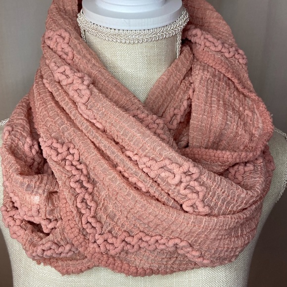 Pink Textured Infinity Scarf - Picture 2 of 2